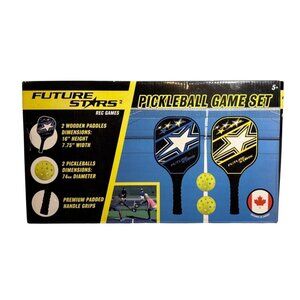 Future Stars Pickleball Game Set With 2 Wooden Paddles & 2 Yellow Pickleballs